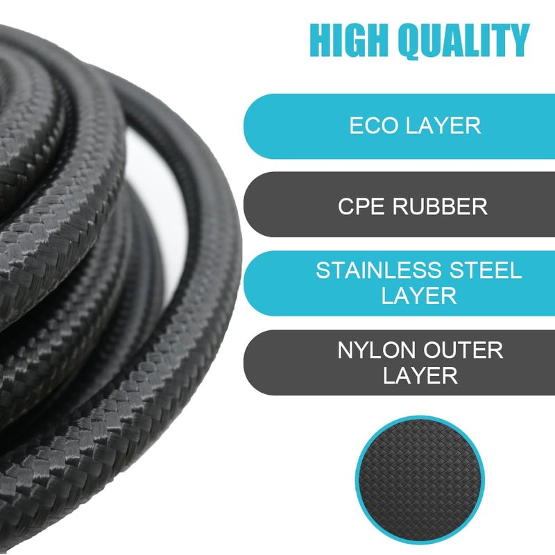 Byredio 6AN Fuel Line Hose 10FT - 500 PSI High Pressure Braided Stainless Steel Hose for Fuel, Oil, Transmission Cooler & Hydraulic Lines - Image 2